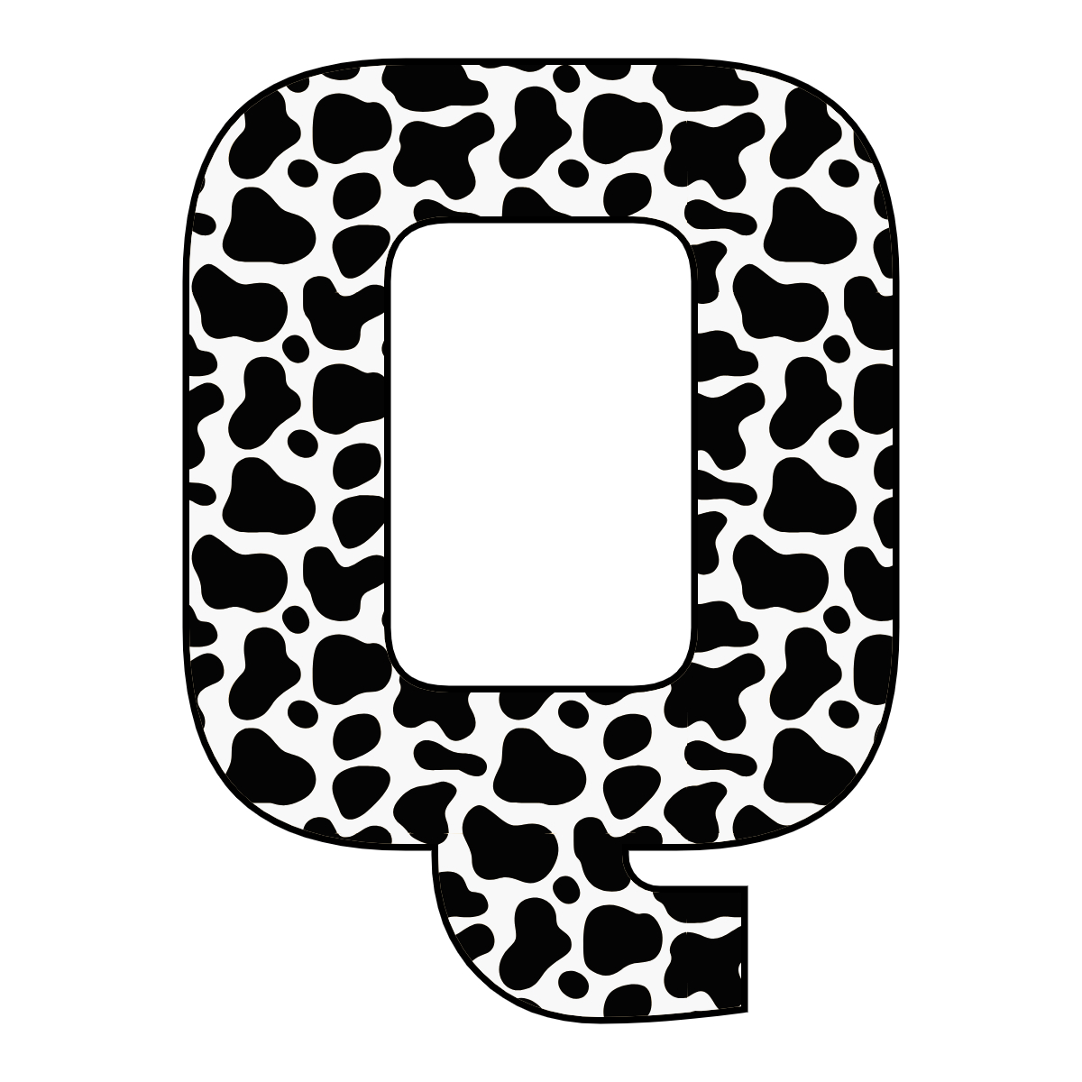 Free printable cow letter Q. serif printable cow, number printable alphabet patterns print download svg, png, pdf, jpg pattern