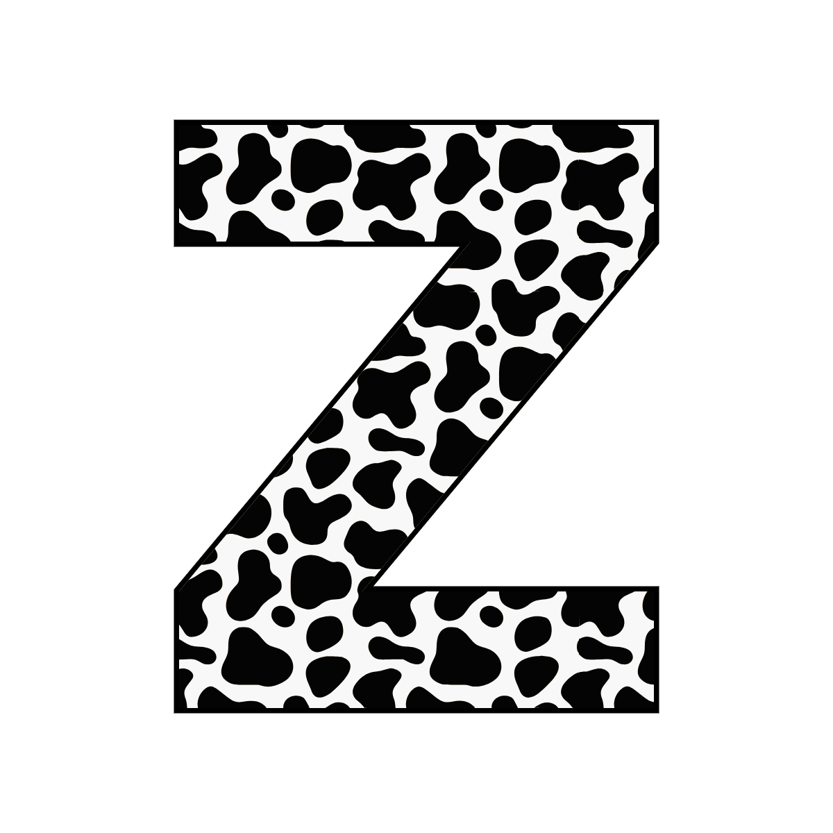 Free printable cow letter Z. serif printable cow, number printable alphabet patterns print download svg, png, pdf, jpg pattern