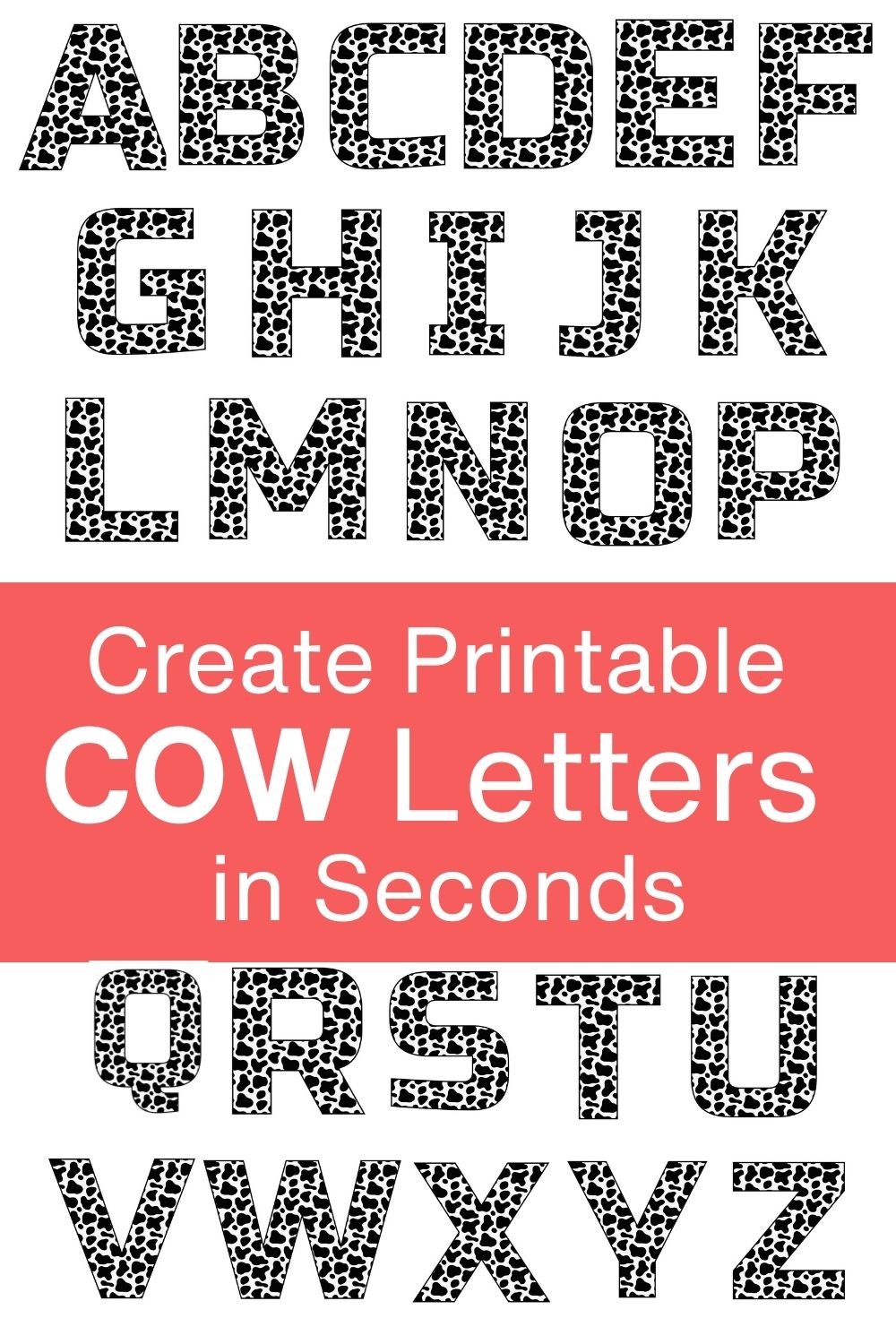 FREE printable letter cow, DIY, font, templates, bold number and alphabet downloadable patterns, typeface