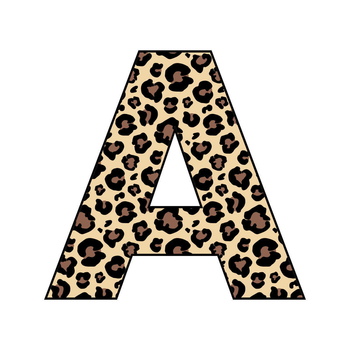 Free printable leopard letter A. serif printable leopard, number printable alphabet patterns print download svg, png, pdf, jpg pattern