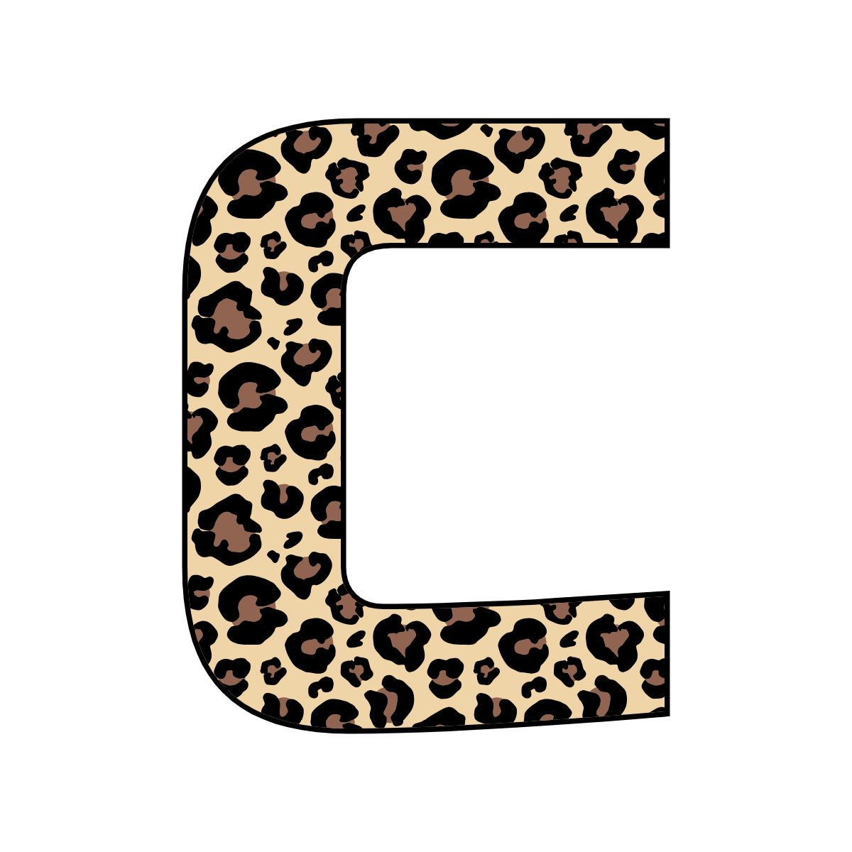 Free printable leopard letter C. serif printable leopard, number printable alphabet patterns print download svg, png, pdf, jpg pattern
