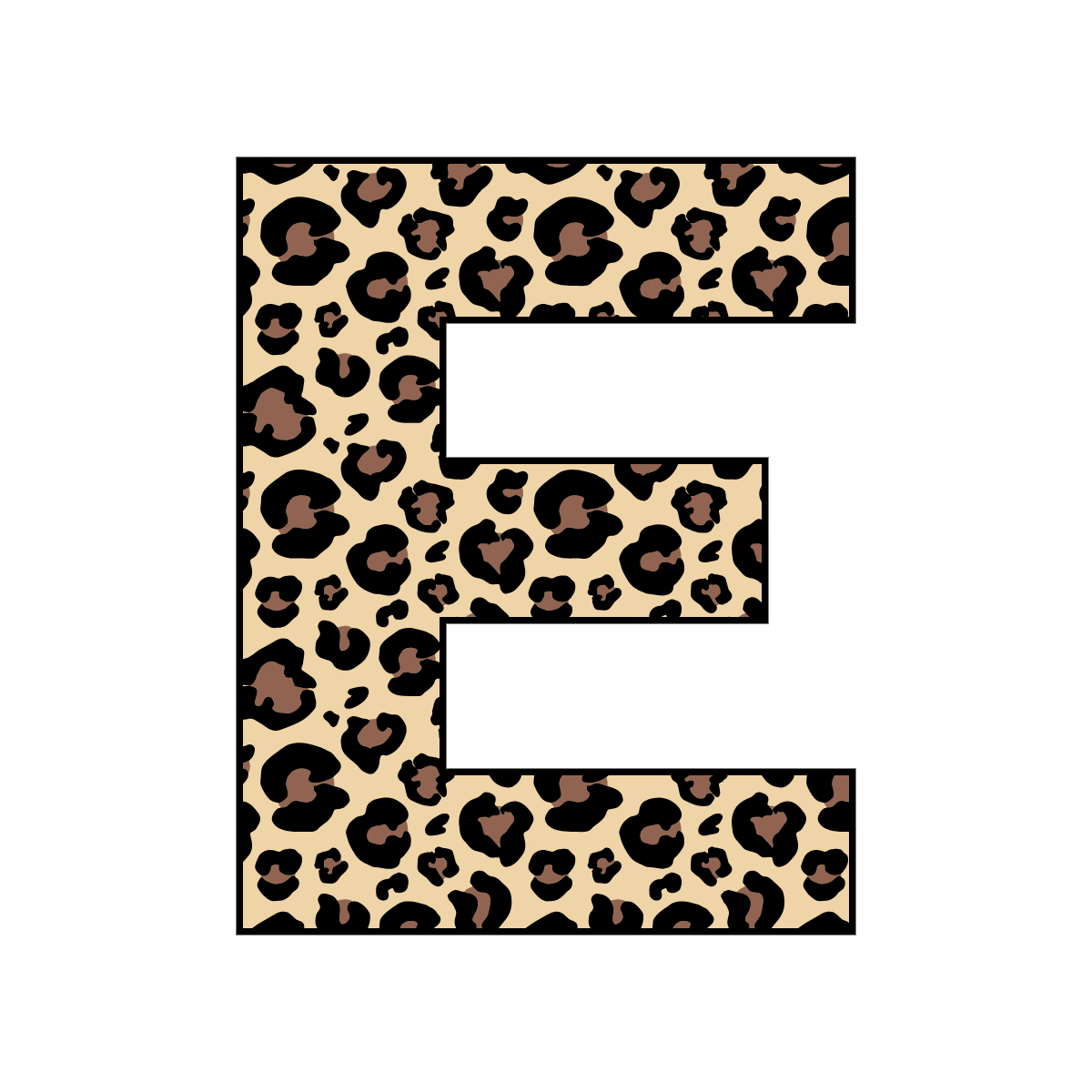 Free printable leopard letter E. serif printable leopard, number printable alphabet patterns print download svg, png, pdf, jpg pattern