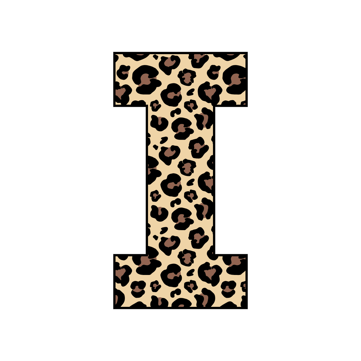 Free printable leopard letter I. serif printable leopard, number printable alphabet patterns print download svg, png, pdf, jpg pattern