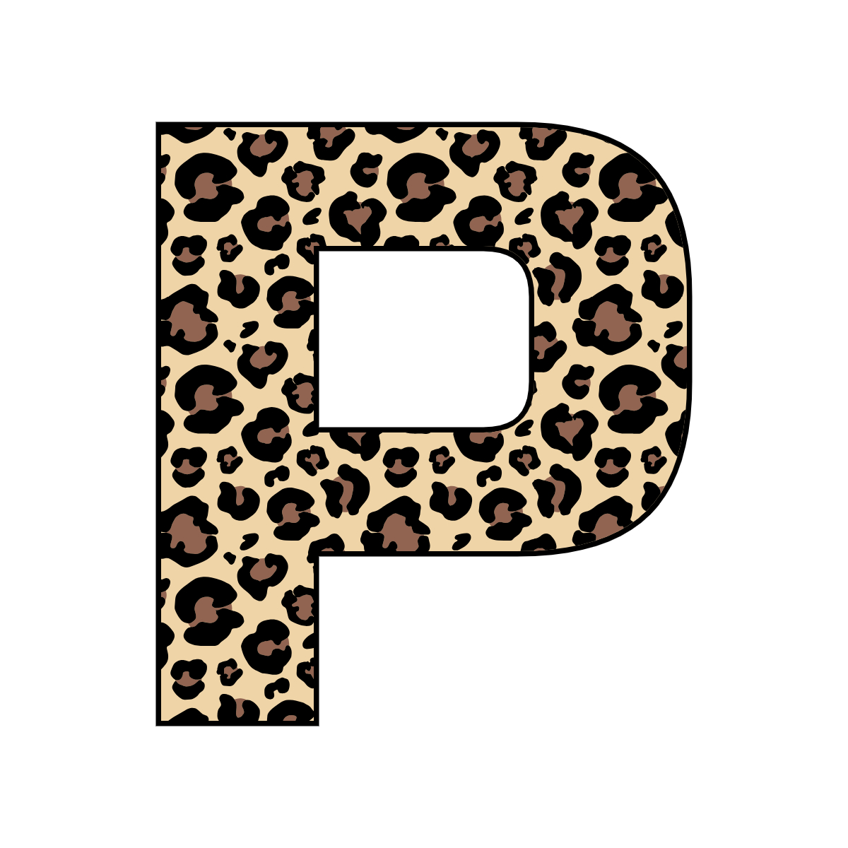 Free printable leopard letter P. serif printable leopard, number printable alphabet patterns print download svg, png, pdf, jpg pattern