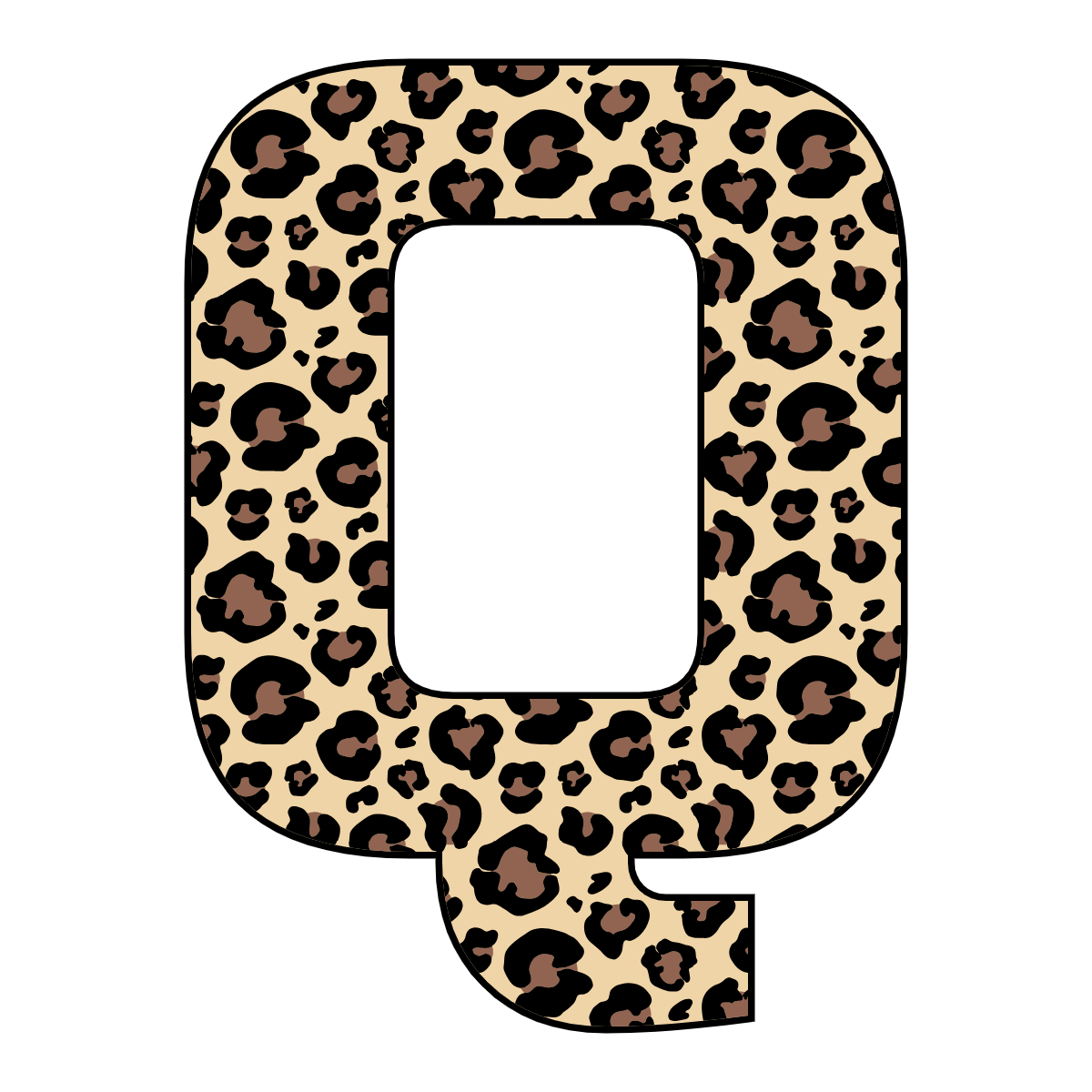 Free printable leopard letter Q. serif printable leopard, number printable alphabet patterns print download svg, png, pdf, jpg pattern