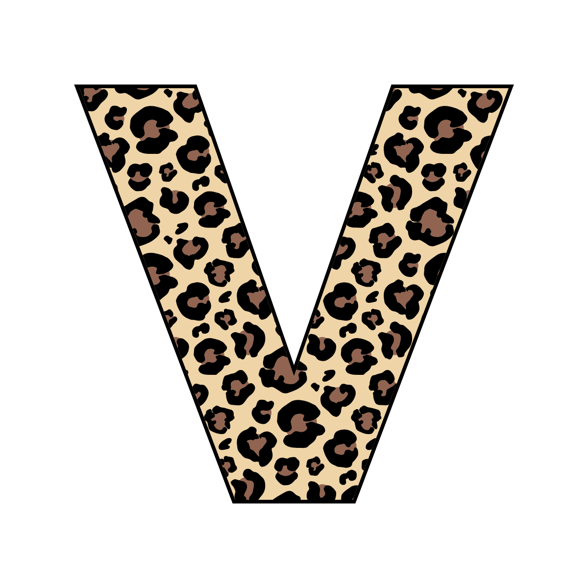 Free printable leopard letter V. serif printable leopard, number printable alphabet patterns print download svg, png, pdf, jpg pattern