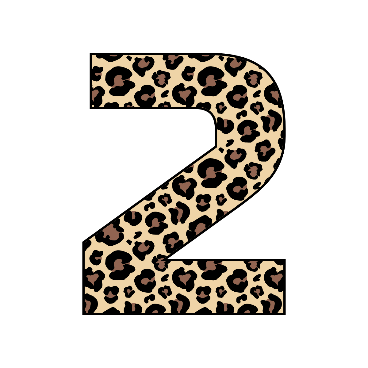 Free printable leopard number 2,  serif printable leopard, number printable alphabet patterns print download svg, png, pdf, jpg pattern.
