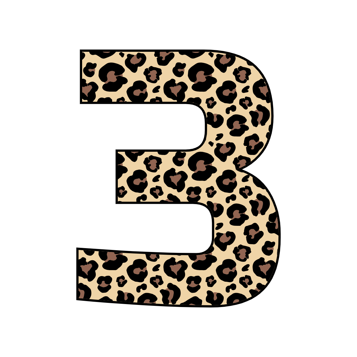 Free printable leopard number 3,  serif printable leopard, number printable alphabet patterns print download svg, png, pdf, jpg pattern.