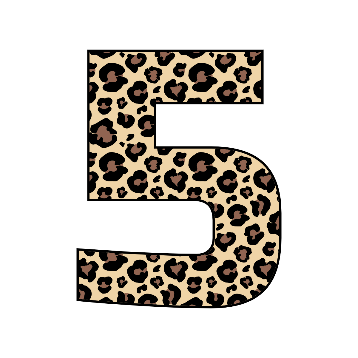 Free printable leopard number 5, serif printable leopard, number printable alphabet patterns print download svg, png, pdf, jpg pattern.