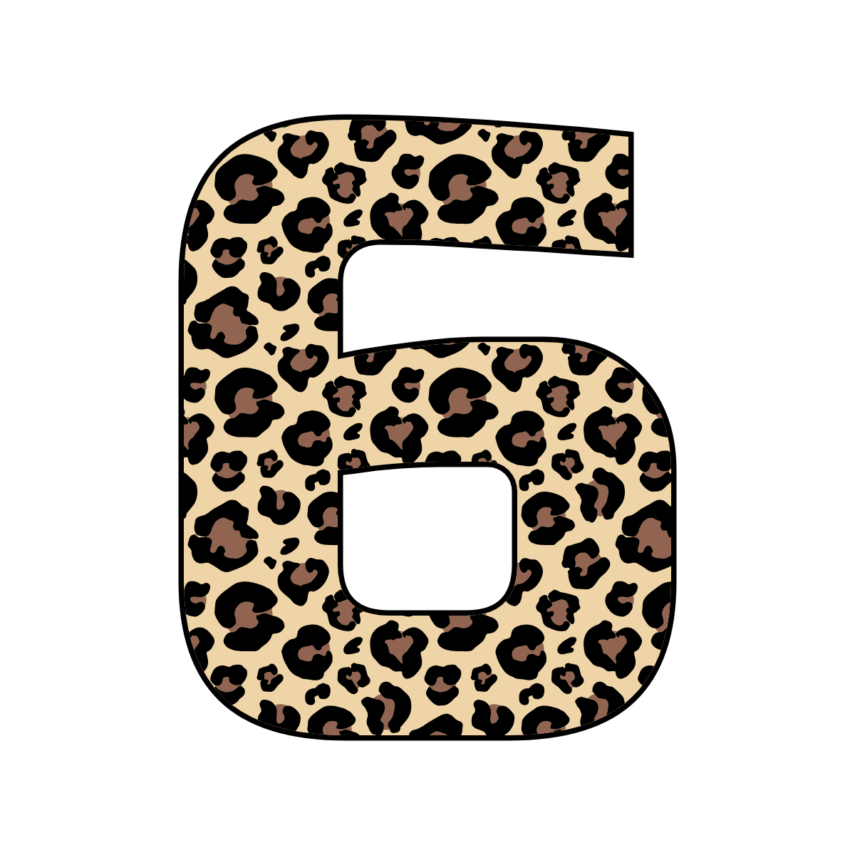 Free printable leopard number 6,  serif printable leopard, number printable alphabet patterns print download svg, png, pdf, jpg pattern.