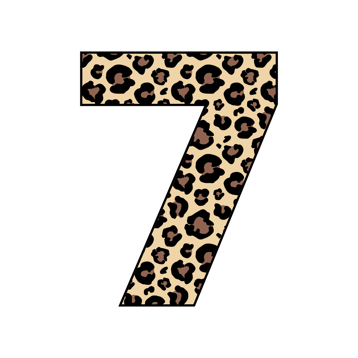 Free printable leopard number 7,  serif printable leopard, number printable alphabet patterns print download svg, png, pdf, jpg pattern.