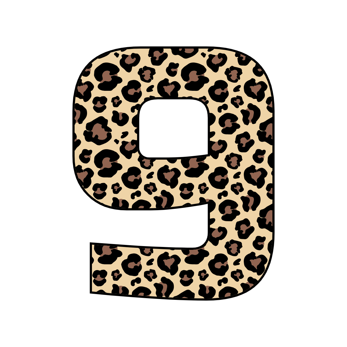Free printable leopard number 9,  serif printable leopard, number printable alphabet patterns print download svg, png, pdf, jpg pattern.