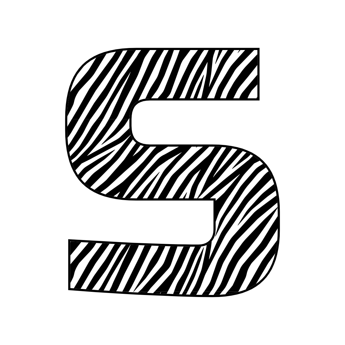Free printable zebra letter S. serif printable zebra, number printable alphabet patterns print download svg, png, pdf, jpg pattern