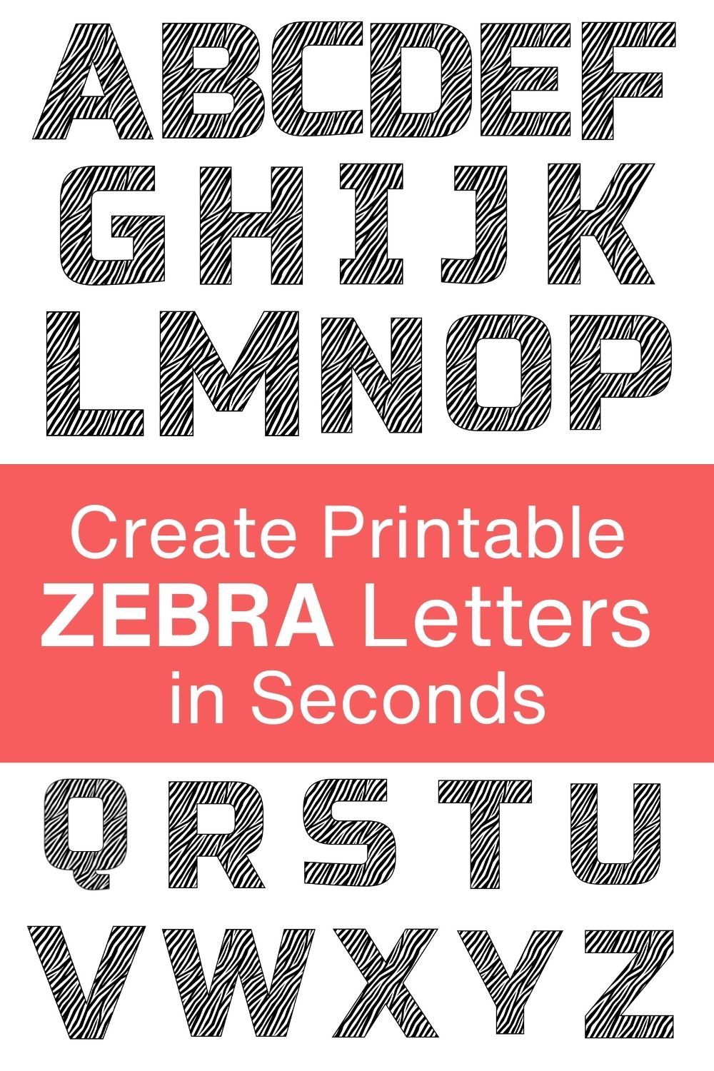 FREE printable letter zebra, DIY, font, templates, bold number and alphabet downloadable patterns, typeface