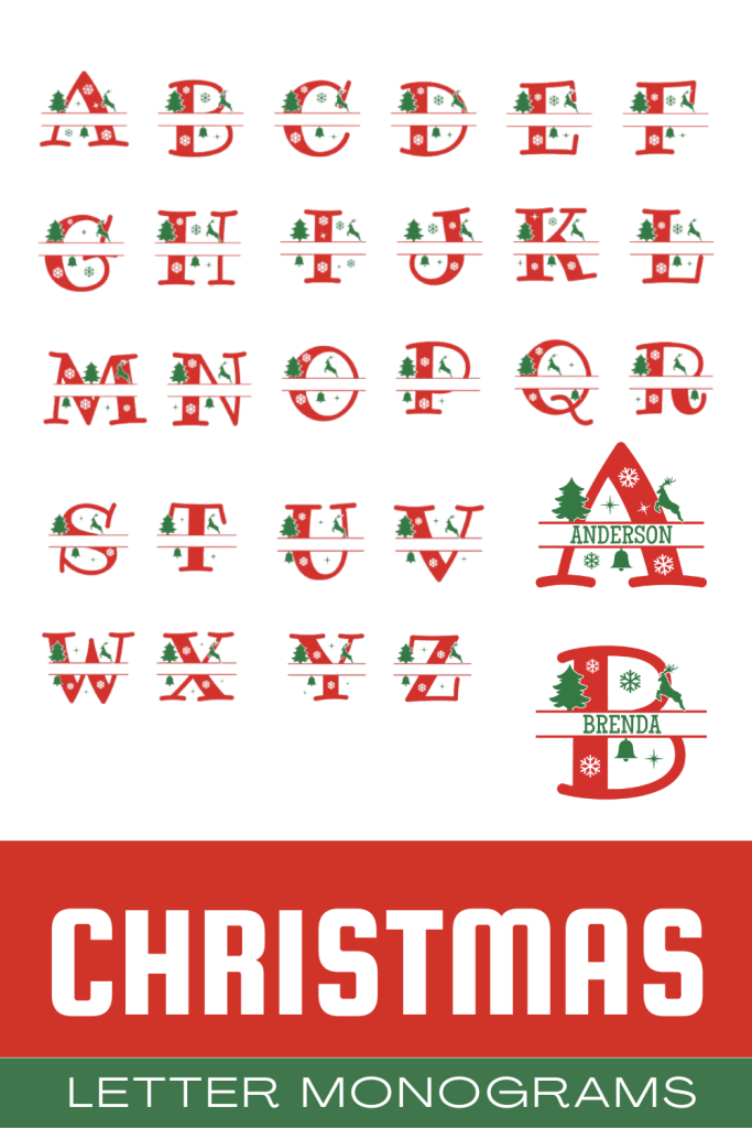 Christmas Letter Monograms - Personalizable Clip Art