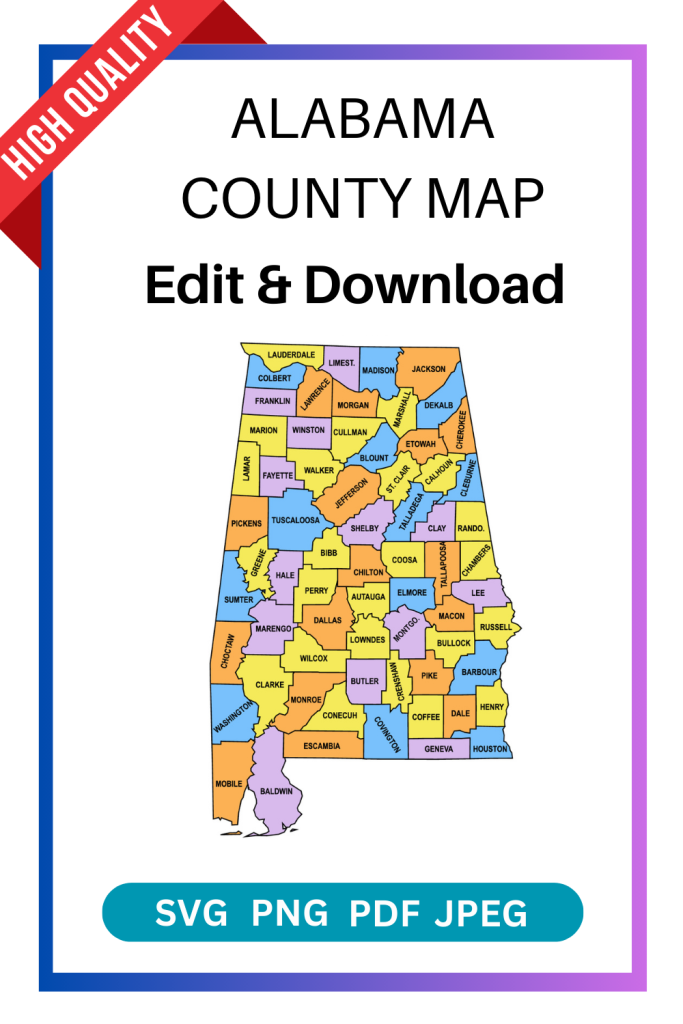 Alabama County Map Editable & Printable State County Maps