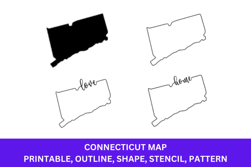 Connecticut Map - Outline, Printable State, Shape, Stencil, Pattern ...