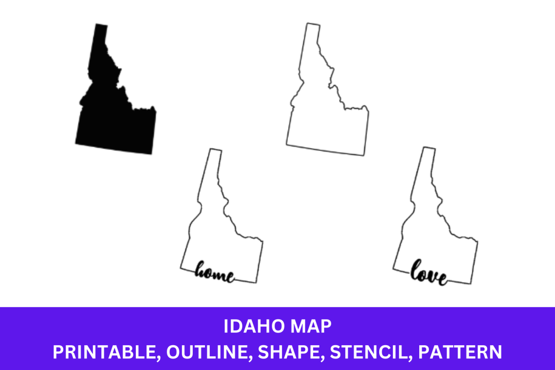 Idaho Map - Outline, Printable State, Shape, Stencil, Pattern - Outline ...
