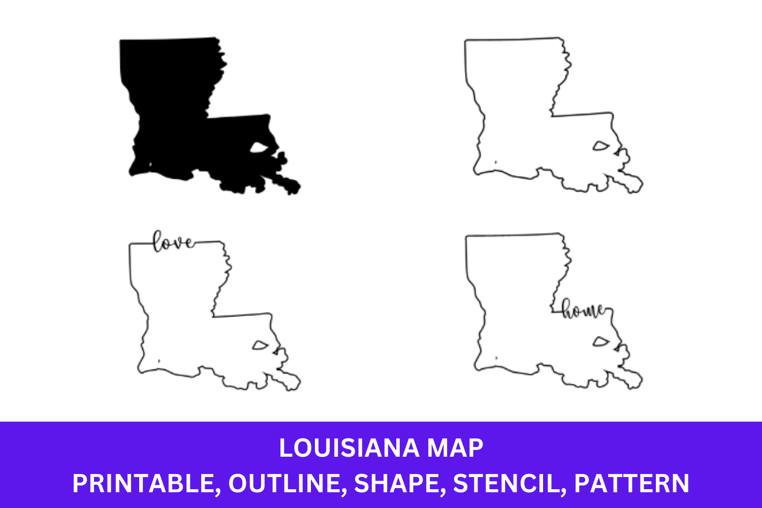 Louisiana Map - Outline, Printable State, Shape, Stencil, Pattern - Outline, Printable State, Shape, Stencil, Pattern