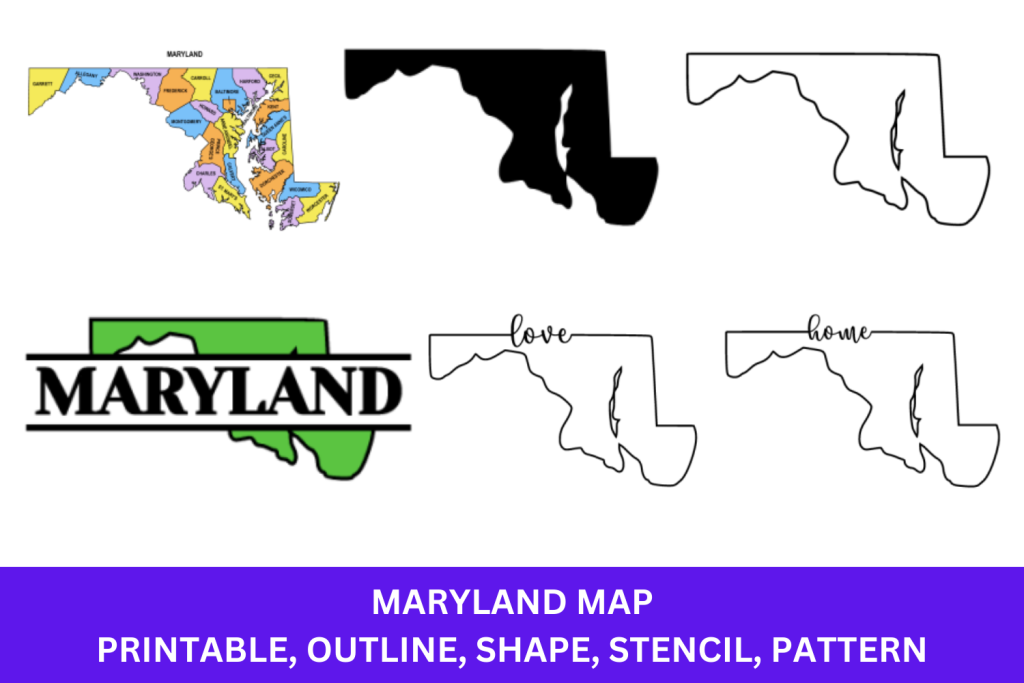 Maryland Map - Outline, Printable State, Shape, Stencil, Pattern ...