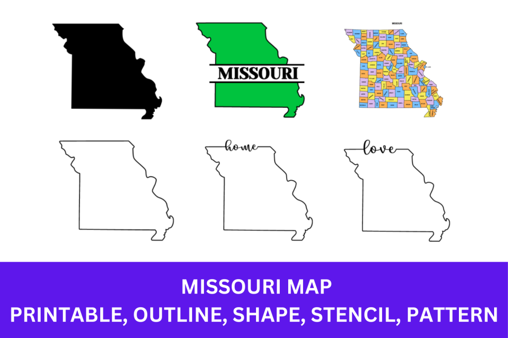 Missouri Map - Outline, Printable State, Shape, Stencil, Pattern ...