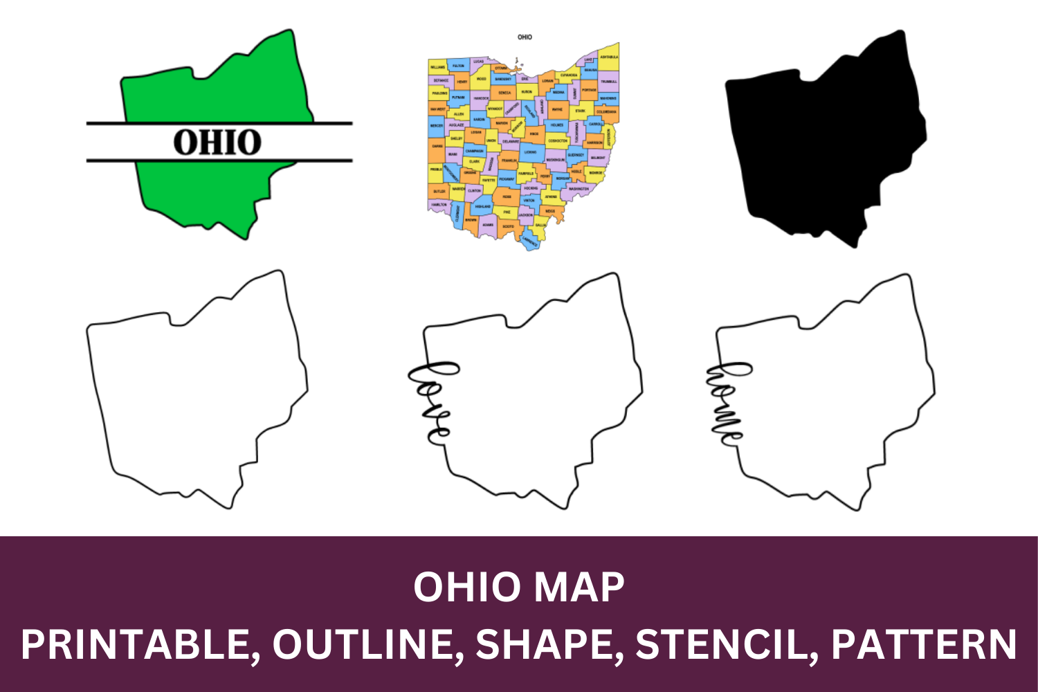 Ohio Map - Outline, Printable State, Shape, Stencil, Pattern - Outline, Printable State, Shape, Stencil, Pattern