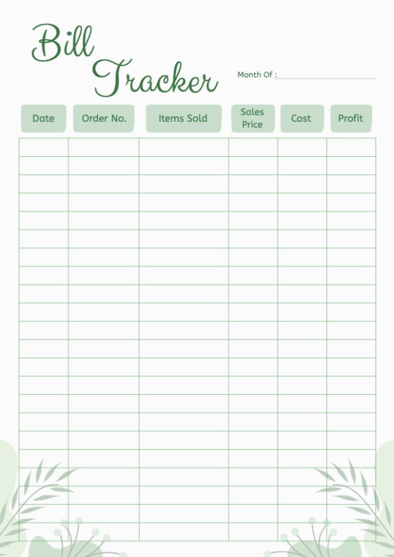Free Printable Bill Tracker Templates: Customise And Download Free Printable Bill Tracker Templates: Customise And Download