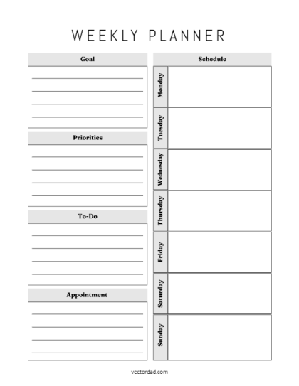 Free Printable ADHD Weekly Planner