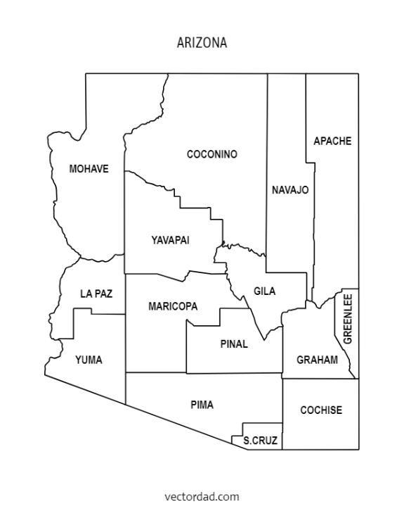 Free Printable Map Of Arizona County With Labels