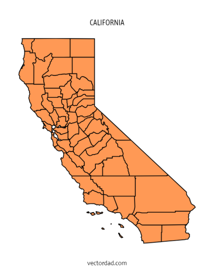 Free Printable Colored Blank Map Of California County California Colored Blank County Map 420x543 