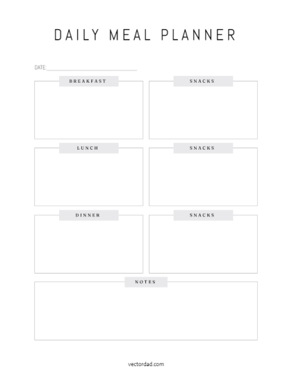 Free Printable Daily Meal Planner Template