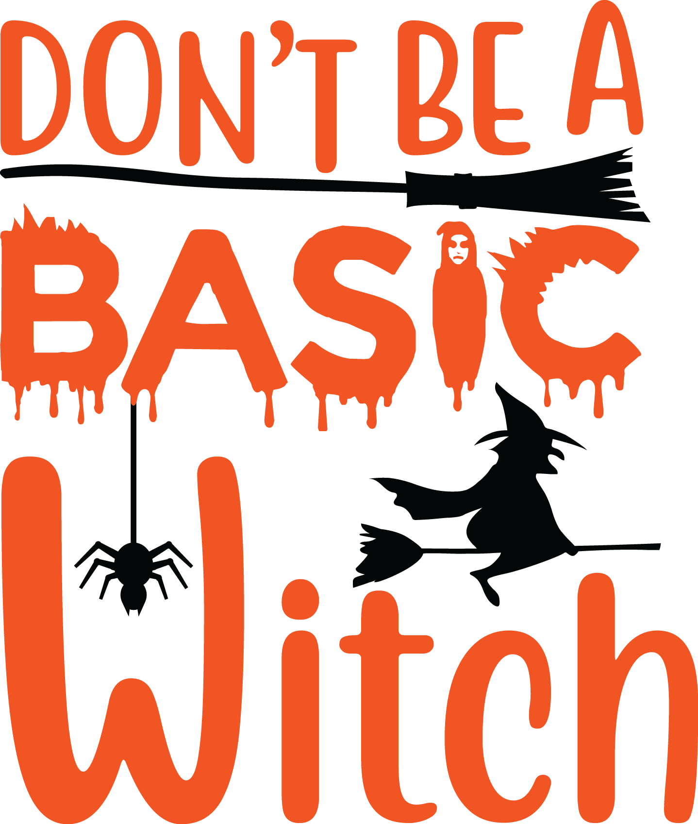 Don't Be A Basic Witch, Halloween SVG , Halloween, Cut File, Instant Download, Commercial use, Silhouette, Clip art, Lucky Clover, cricut designs, svg files, silhouette, holidays, crafts, embroidery, cut files, vector, card stock, glowforge.