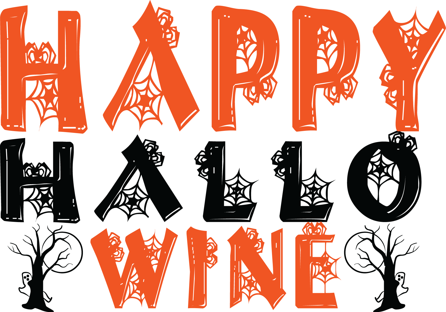 Happy Hallo Wine, Halloween SVG , Halloween, Cut File, Instant Download, Commercial use, Silhouette, Clip art, Lucky Clover, cricut designs, svg files, silhouette, holidays, crafts, embroidery, cut files, vector, card stock, glowforge.