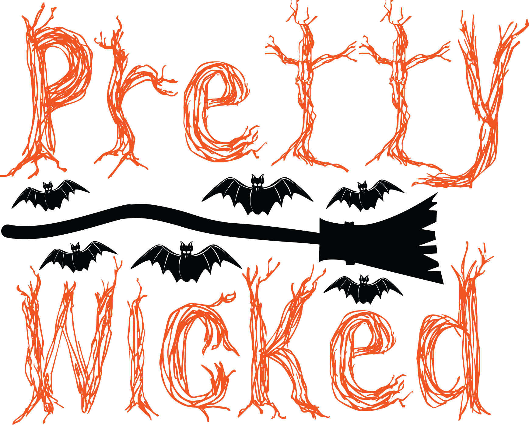 Pretty Wicked, Halloween SVG , Halloween, Cut File, Instant Download, Commercial use, Silhouette, Clip art, Lucky Clover, cricut designs, svg files, silhouette, holidays, crafts, embroidery, cut files, vector, card stock, glowforge.