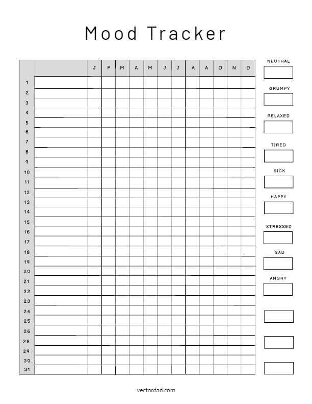 Mood Tracker Printable Prntbl concejomunicipaldechinu gov co
