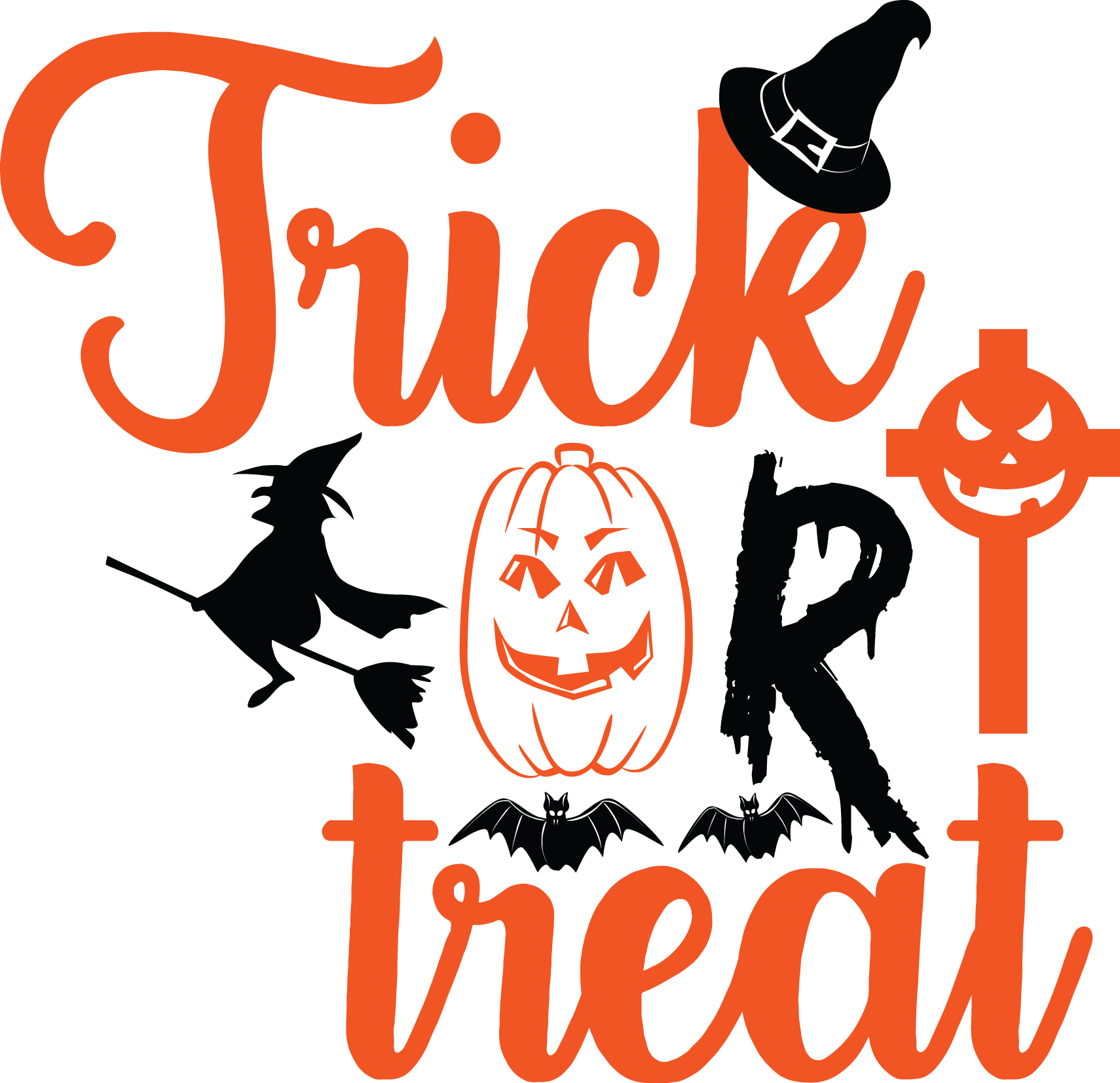 Trick or Treat, Halloween SVG , Halloween, Cut File, Instant Download, Commercial use, Silhouette, Clip art, Lucky Clover, cricut designs, svg files, silhouette, holidays, crafts, embroidery, cut files, vector, card stock, glowforge.