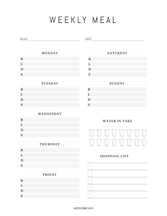 Free Printable Personalized Weekly Meal Planner Template