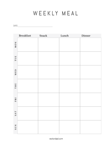 Free Printable Weekly Meal Planner Template