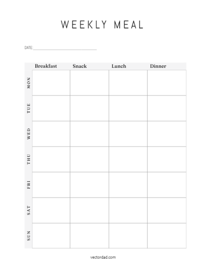 Free Printable Weekly Meal Planner Template