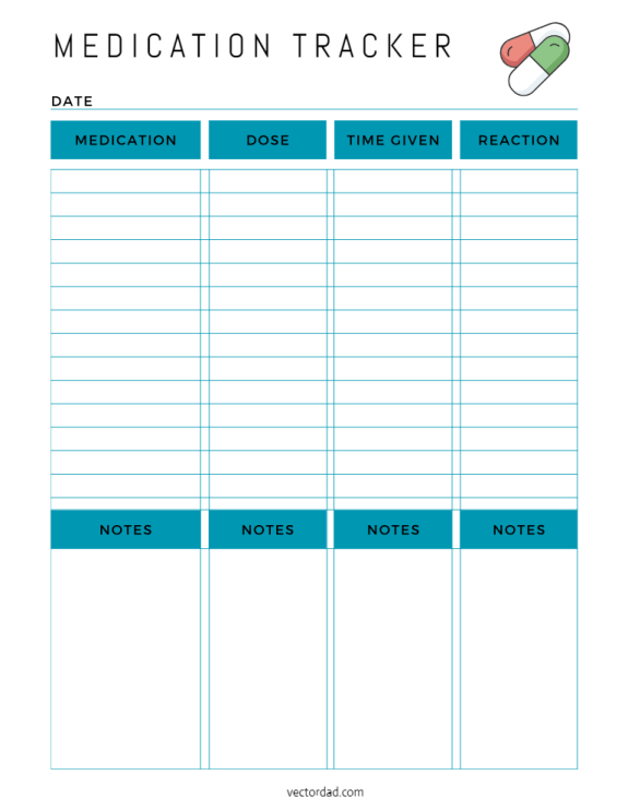 Free Printable Elegant Medication Tracker Template