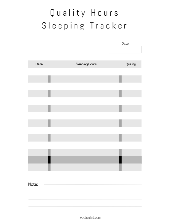 Free Printable Quality Hours Sleeping Tracker Template