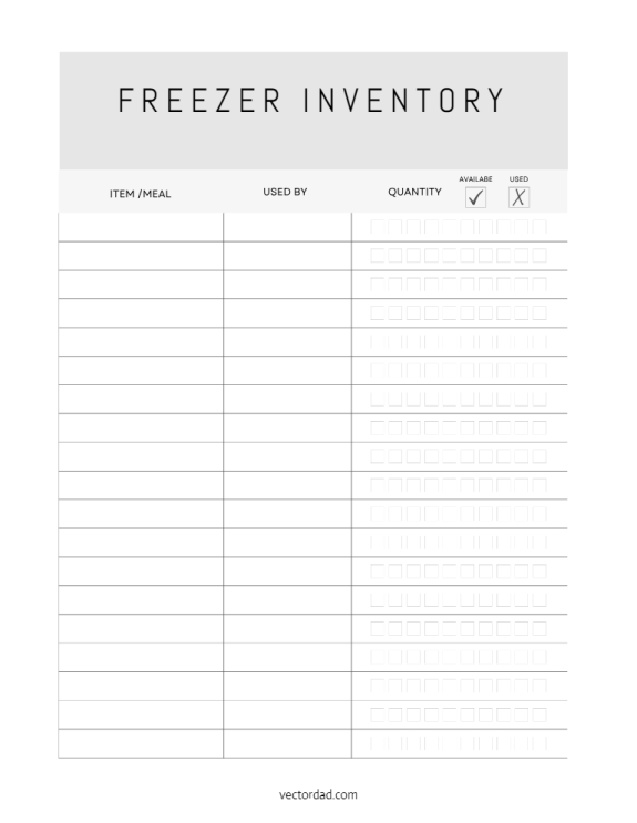 Free Printable Simple Checkbox Style Inventory Sheet Template