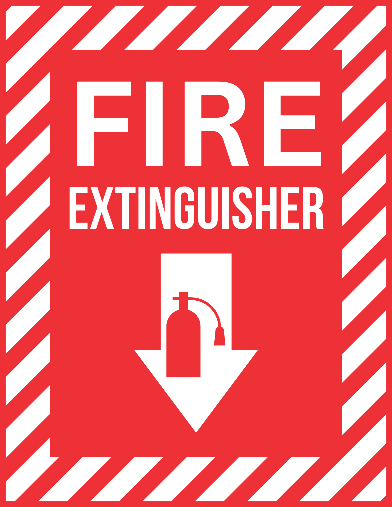 Fire Extinguisher Down Arrow Sign - printable sign, template, download, PDF, free, signs