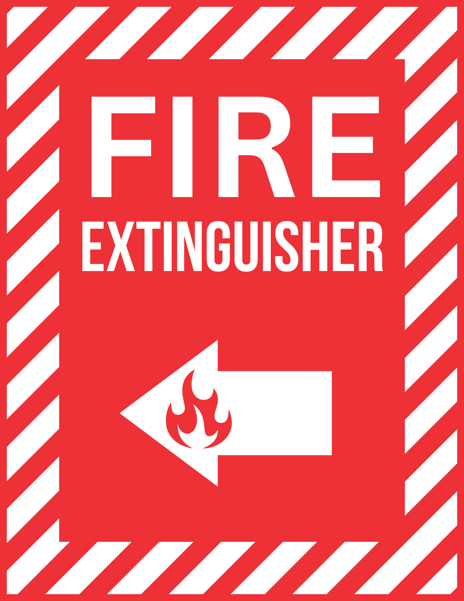 Fire Extinguisher Left Arrow Sign - printable sign, template, download, PDF, free, signs