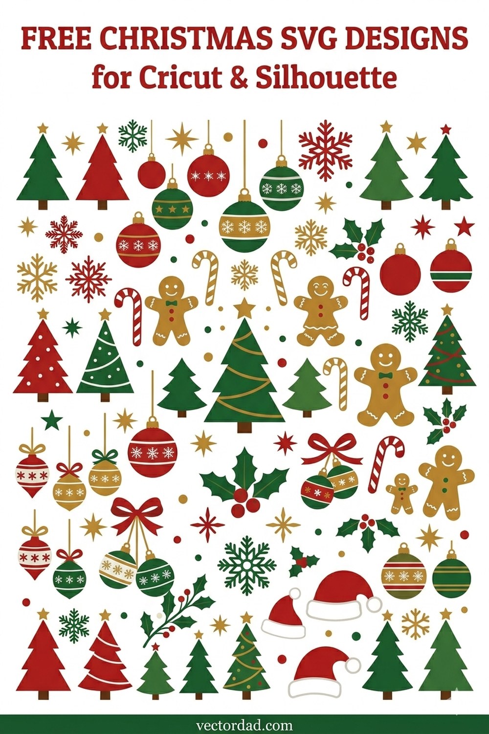 Christmas SVG designs Pinterest pin - free Christmas cut files for Cricut and Silhouette from VectorDad