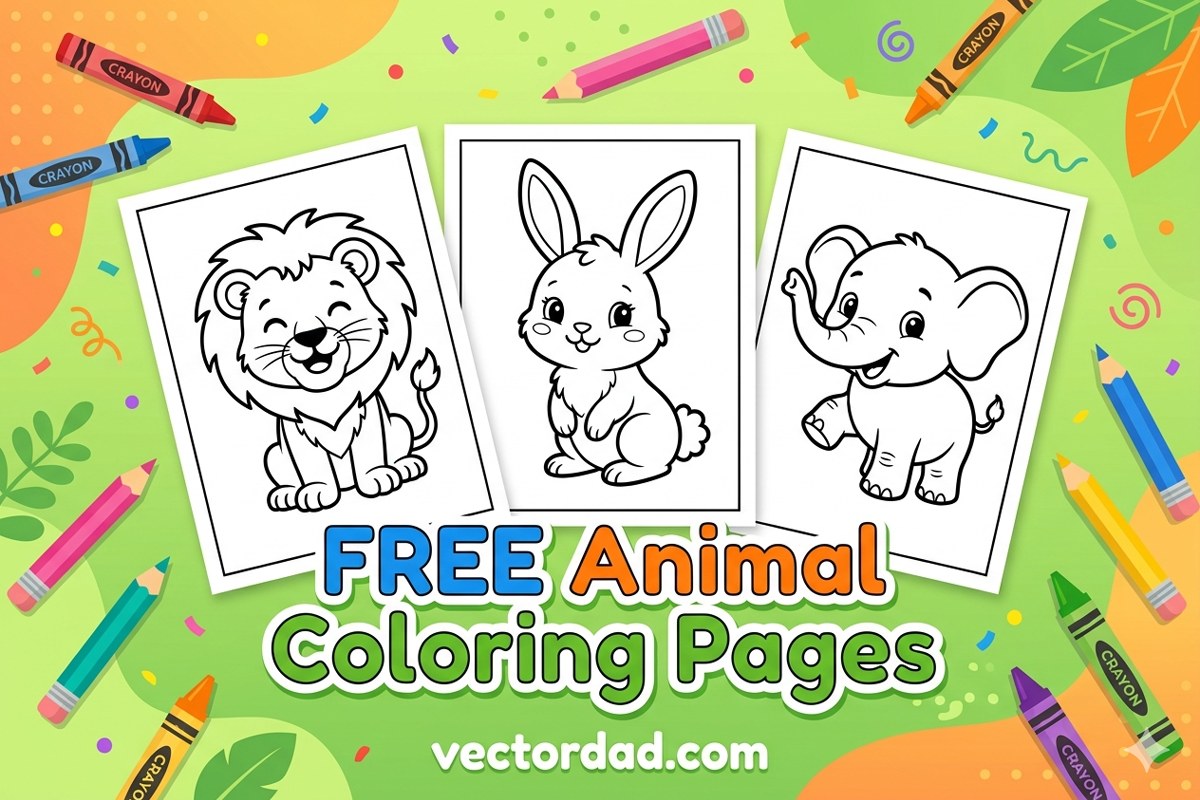 Free animal coloring pages for kids - 24 printable designs