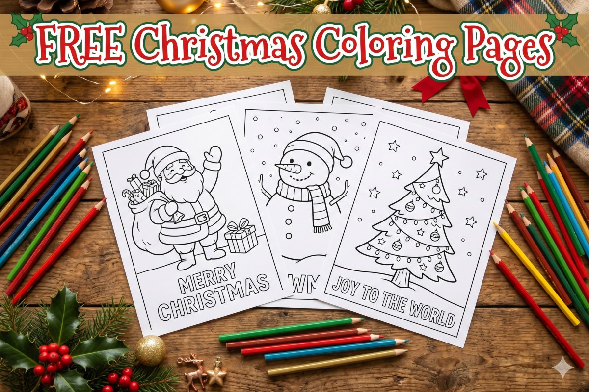 Free christmas coloring pages for kids - 24 printable designs
