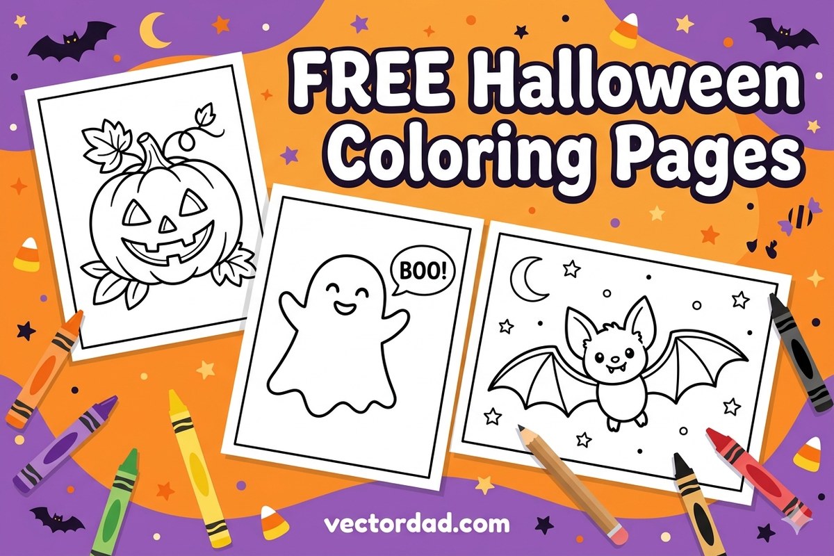 Free Halloween coloring pages for kids - 24 printable designs