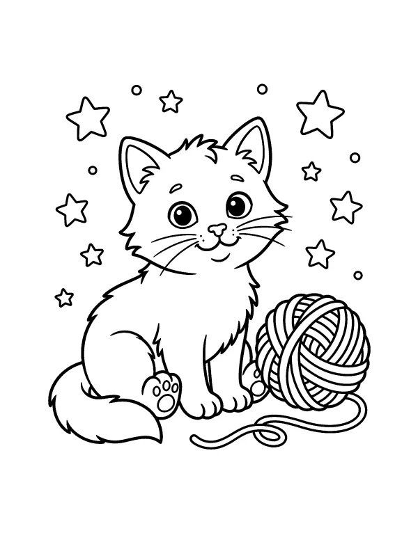 Playful Kitten animal coloring page - free printable