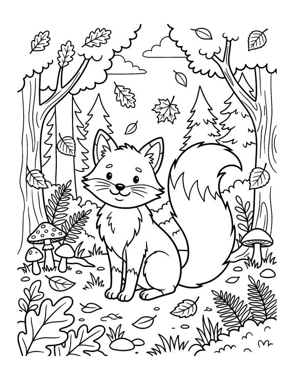 Clever Fox animal coloring page - free printable